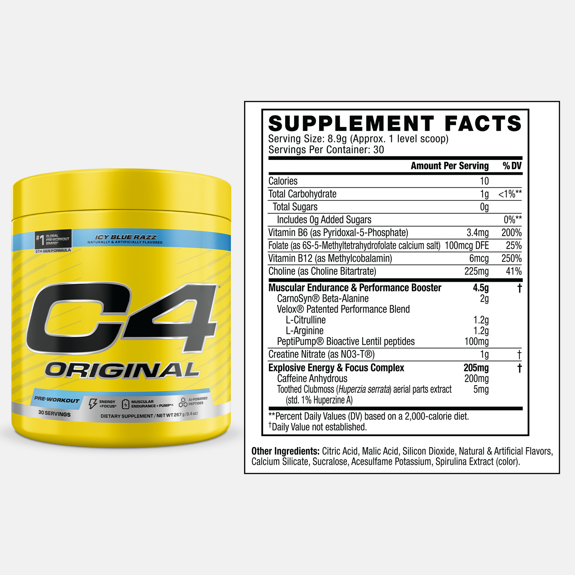 Cellucor C4 Original Icy Blue Razz official Supplement Facts image