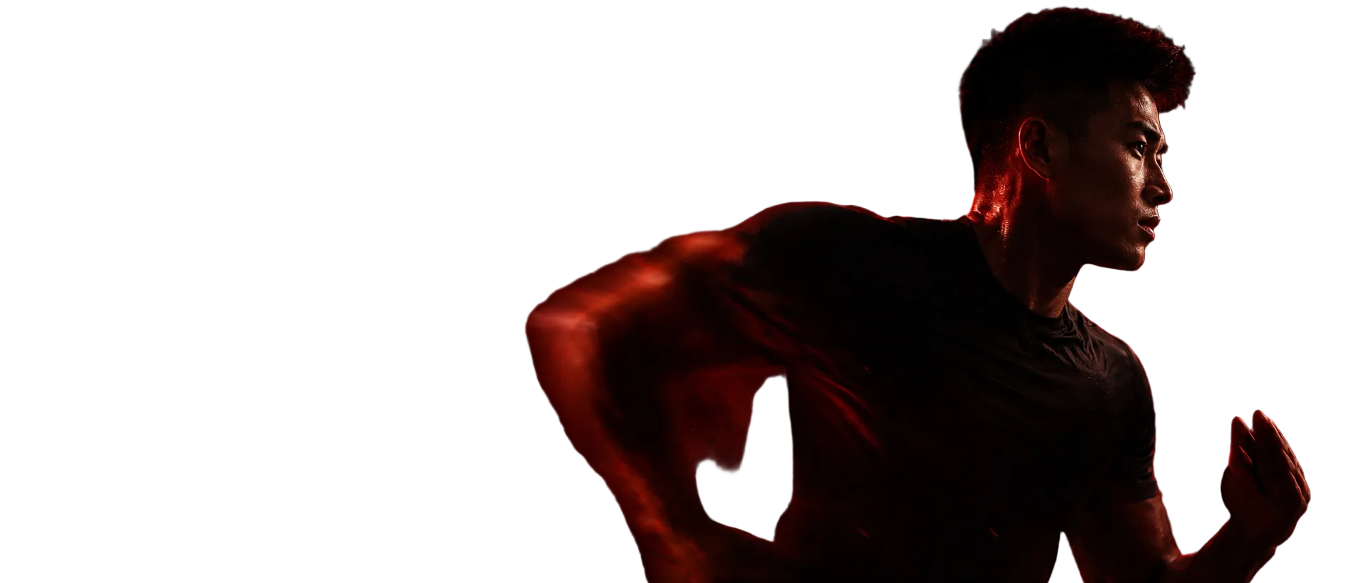 Person running in a dark setting with red lighting